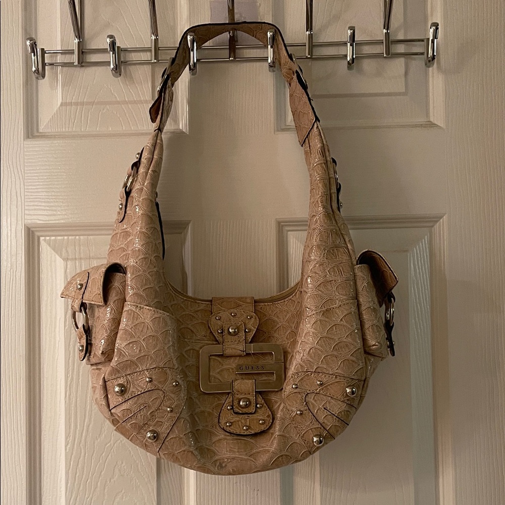 GUESS Beige Textured Hobo Bag